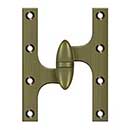 Deltana [OK6045B5-L] Solid Brass Door Olive Knuckle Hinge - Left Handed - Antique Brass Finish - Pair - 6&quot; H x 4 1/2&quot; W