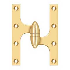 Deltana [OK6045BCR003-R] Solid Brass Door Olive Knuckle Hinge - Right Handed - Polished Brass (PVD) Finish - 6&quot; H x 4 1/2&quot; W