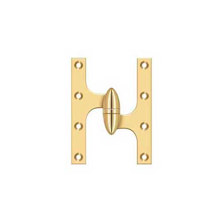 Deltana [OK6045BCR003-R] Solid Brass Door Olive Knuckle Hinge - Right Handed - Polished Brass (PVD) Finish - 6&quot; H x 4 1/2&quot; W