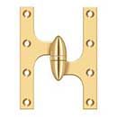 Deltana [OK6045BCR003-R] Solid Brass Door Olive Knuckle Hinge - Right Handed - Polished Brass (PVD) Finish - Pair - 6&quot; H x 4 1/2&quot; W
