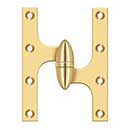 Deltana [OK6045BCR003-R] Solid Brass Door Olive Knuckle Hinge - Right Handed - Polished Brass (PVD) Finish - 6&quot; H x 4 1/2&quot; W