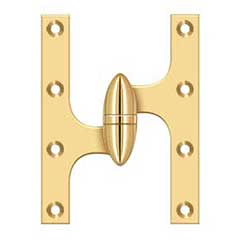 Deltana [OK6045BCR003-L] Solid Brass Door Olive Knuckle Hinge - Left Handed - Polished Brass (PVD) Finish - 6&quot; H x 4 1/2&quot; W