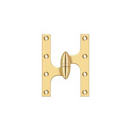 Deltana [OK6045BCR003-L] Solid Brass Door Olive Knuckle Hinge - Left Handed - Polished Brass (PVD) Finish - 6&quot; H x 4 1/2&quot; W