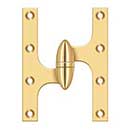Deltana [OK6045BCR003-L] Solid Brass Door Olive Knuckle Hinge - Left Handed - Polished Brass (PVD) Finish - Pair - 6&quot; H x 4 1/2&quot; W