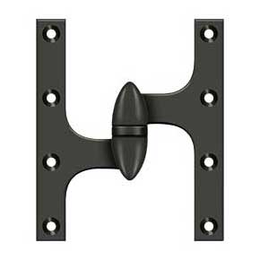 Deltana [OK6050B10B-L] Solid Brass Door Olive Knuckle Hinge - Left Handed - Oil Rubbed Bronze Finish - Pair - 6" H x 5" W