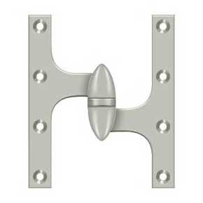 Deltana [OK6050B15-R] Solid Brass Door Olive Knuckle Hinge - Right Handed - Brushed Nickel Finish - Pair - 6" H x 5" W