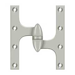 Deltana [OK6050B15-R] Solid Brass Door Olive Knuckle Hinge - Right Handed - Brushed Nickel Finish - Pair - 6&quot; H x 5&quot; W