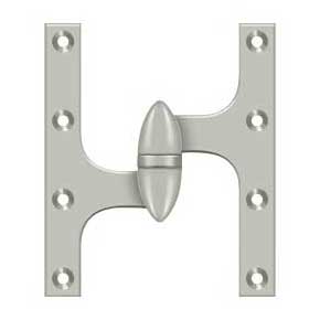 Deltana [OK6050B15-L] Solid Brass Door Olive Knuckle Hinge - Left Handed - Brushed Nickel Finish - Pair - 6" H x 5" W