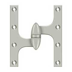 Deltana [OK6050B15-L] Solid Brass Door Olive Knuckle Hinge - Left Handed - Brushed Nickel Finish - 6&quot; H x 5&quot; W