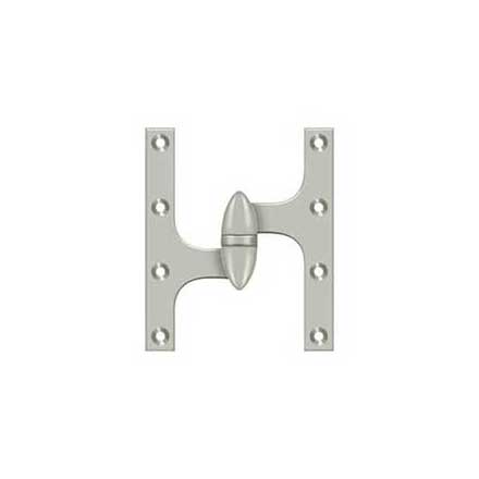 Deltana [OK6050B15-L] Solid Brass Door Olive Knuckle Hinge - Left Handed - Brushed Nickel Finish - 6&quot; H x 5&quot; W