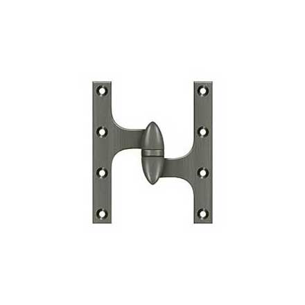 Deltana [OK6050B15A-R] Solid Brass Door Olive Knuckle Hinge - Right Handed - Antique Nickel Finish - 6&quot; H x 5&quot; W