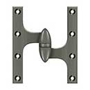 Deltana [OK6050B15A-R] Solid Brass Door Olive Knuckle Hinge - Right Handed - Antique Nickel Finish - Pair - 6&quot; H x 5&quot; W