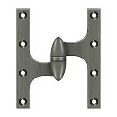 Deltana [OK6050B15A-L] Solid Brass Door Olive Knuckle Hinge - Left Handed - Antique Nickel Finish - 6&quot; H x 5&quot; W
