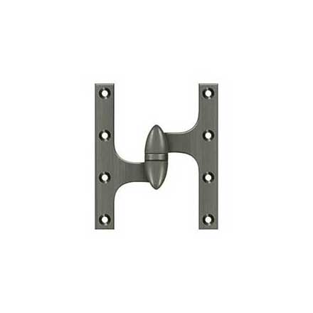Deltana [OK6050B15A-L] Solid Brass Door Olive Knuckle Hinge - Left Handed - Antique Nickel Finish - 6" H x 5" W