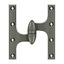 Deltana [OK6050B15A-L] Solid Brass Door Olive Knuckle Hinge - Left Handed - Antique Nickel Finish - Pair - 6" H x 5" W