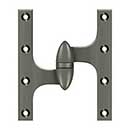 Deltana [OK6050B15A-L] Solid Brass Door Olive Knuckle Hinge - Left Handed - Antique Nickel Finish - 6" H x 5" W