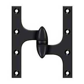 Deltana [OK6050B19-R] Solid Brass Door Olive Knuckle Hinge - Right Handed - Paint Black Finish - Pair - 6" H x 5" W