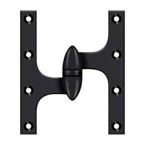 Deltana [OK6050B19-L] Solid Brass Door Olive Knuckle Hinge - Left Handed - Paint Black Finish - Pair - 6" H x 5" W
