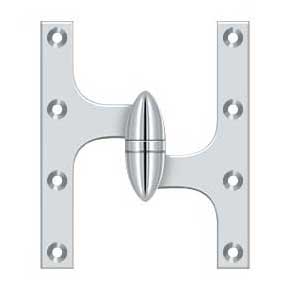 Deltana [OK6050B26-R] Solid Brass Door Olive Knuckle Hinge - Right Handed - Polished Chrome Finish - Pair - 6" H x 5" W