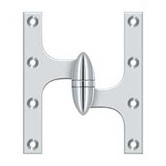 Deltana [OK6050B26-R] Solid Brass Door Olive Knuckle Hinge - Right Handed - Polished Chrome Finish - 6&quot; H x 5&quot; W