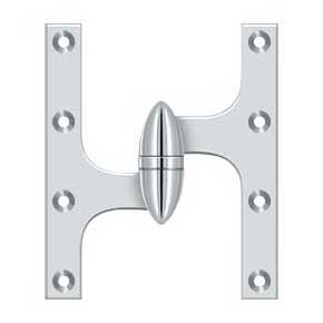 Deltana [OK6050B26-L] Solid Brass Door Olive Knuckle Hinge - Left Handed - Polished Chrome Finish - Pair - 6" H x 5" W