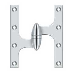 Deltana [OK6050B26-L] Solid Brass Door Olive Knuckle Hinge - Left Handed - Polished Chrome Finish - 6&quot; H x 5&quot; W