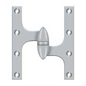 Deltana [OK6050B26D-R] Solid Brass Door Olive Knuckle Hinge - Right Handed - Brushed Chrome Finish - Pair - 6" H x 5" W