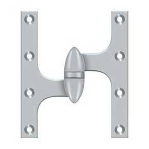 Deltana [OK6050B26D-L] Solid Brass Door Olive Knuckle Hinge - Left Handed - Brushed Chrome Finish - Pair - 6" H x 5" W