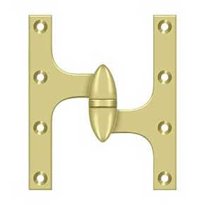Deltana [OK6050B3-R] Solid Brass Door Olive Knuckle Hinge - Right Handed - Polished Brass Finish - Pair - 6" H x 5" W