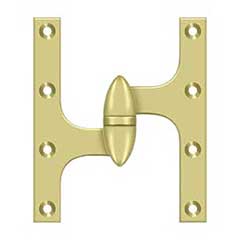 Deltana [OK6050B3-L] Solid Brass Door Olive Knuckle Hinge - Left Handed - Polished Brass Finish - 6&quot; H x 5&quot; W