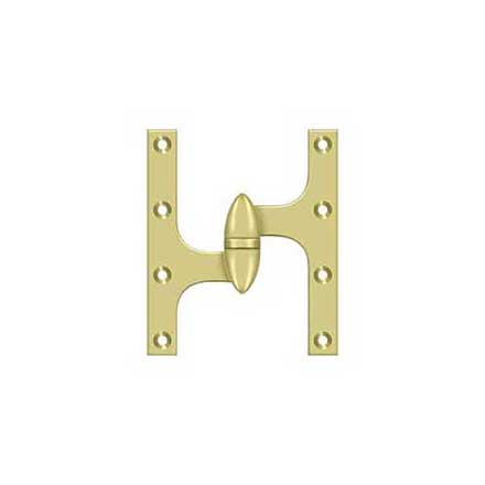 Deltana [OK6050B3-L] Solid Brass Door Olive Knuckle Hinge - Left Handed - Polished Brass Finish - 6&quot; H x 5&quot; W