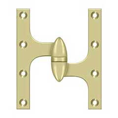 Deltana [OK6050B3UNL-R] Solid Brass Door Olive Knuckle Hinge - Right Handed - Polished Brass (Unlacquered) Finish - 6&quot; H x 5&quot; W