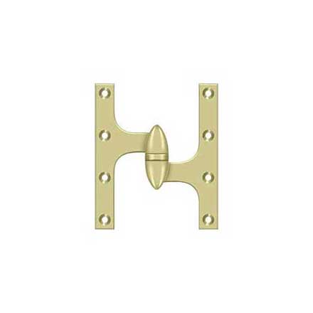 Deltana [OK6050B3UNL-R] Solid Brass Door Olive Knuckle Hinge - Right Handed - Polished Brass (Unlacquered) Finish - 6&quot; H x 5&quot; W