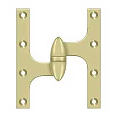 Deltana [OK6050B3UNL-L] Solid Brass Door Olive Knuckle Hinge - Left Handed - Polished Brass (Unlacquered) Finish - 6&quot; H x 5&quot; W
