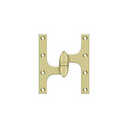 Deltana [OK6050B3UNL-L] Solid Brass Door Olive Knuckle Hinge - Left Handed - Polished Brass (Unlacquered) Finish - 6&quot; H x 5&quot; W