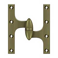 Deltana [OK6050B5-R] Solid Brass Door Olive Knuckle Hinge - Right Handed - Antique Brass Finish - Pair - 6&quot; H x 5&quot; W