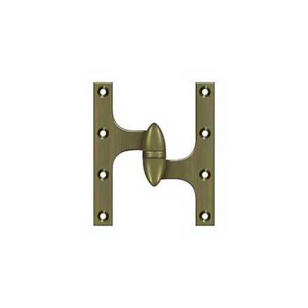 Deltana [OK6050B5-R] Solid Brass Door Olive Knuckle Hinge - Right Handed - Antique Brass Finish - 6&quot; H x 5&quot; W