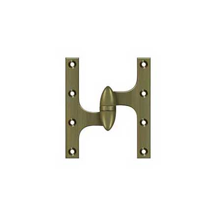 Deltana [OK6050B5-L] Solid Brass Door Olive Knuckle Hinge - Left Handed - Antique Brass Finish - Pair - 6&quot; H x 5&quot; W