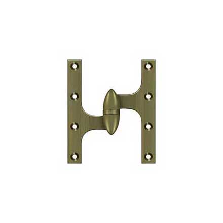 Deltana [OK6050B5-L] Solid Brass Door Olive Knuckle Hinge - Left Handed - Antique Brass Finish - 6&quot; H x 5&quot; W