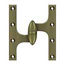 Deltana [OK6050B5-L] Solid Brass Door Olive Knuckle Hinge - Left Handed - Antique Brass Finish - Pair - 6" H x 5" W