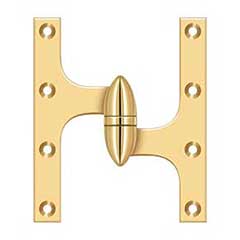 Deltana [OK6050BCR003-R] Solid Brass Door Olive Knuckle Hinge - Right Handed - Polished Brass (PVD) Finish - 6&quot; H x 5&quot; W