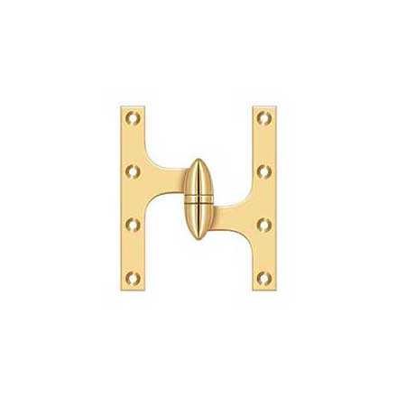 Deltana [OK6050BCR003-R] Solid Brass Door Olive Knuckle Hinge - Right Handed - Polished Brass (PVD) Finish - 6&quot; H x 5&quot; W