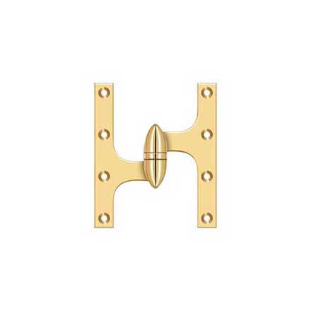 Deltana [OK6050BCR003-L] Solid Brass Door Olive Knuckle Hinge - Left Handed - Polished Brass (PVD) Finish - 6&quot; H x 5&quot; W