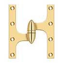 Deltana [OK6050BCR003-L] Solid Brass Door Olive Knuckle Hinge - Left Handed - Polished Brass (PVD) Finish - Pair - 6&quot; H x 5&quot; W
