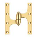 Deltana [OK6050BCR003-L] Solid Brass Door Olive Knuckle Hinge - Left Handed - Polished Brass (PVD) Finish - 6&quot; H x 5&quot; W