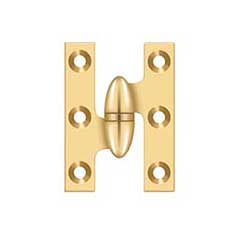 Deltana [OK2015CR003-L] Solid Brass Door Olive Knuckle Hinge - Left Handed - Polished Brass (PVD) Finish - Pair - 2&quot; H x 1 1/2&quot; W