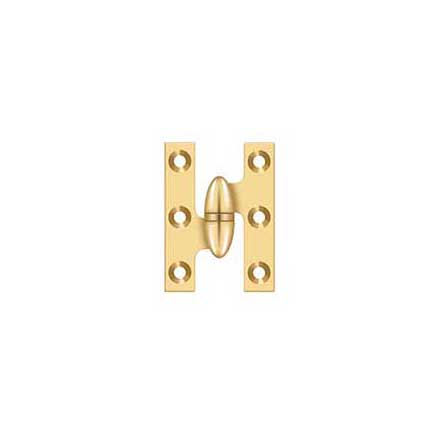 Deltana [OK2015CR003-L] Solid Brass Door Olive Knuckle Hinge - Left Handed - Polished Brass (PVD) Finish - Pair - 2&quot; H x 1 1/2&quot; W
