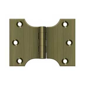 Deltana [DSPA3040U5] Solid Brass Door Parliament Hinge - Antique Brass Finish - Pair - 3" H x 4" W