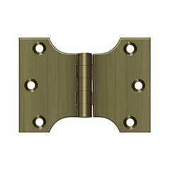 Deltana [DSPA3040U5] Solid Brass Door Parliament Hinge - Antique Brass Finish - Pair - 3&quot; H x 4&quot; W