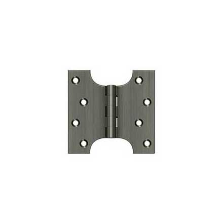 Deltana [DSPA4040U15A] Solid Brass Door Parliament Hinge - Antique Nickel Finish - Pair - 4&quot; H x 4&quot; W